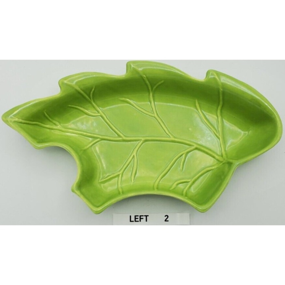 Vtg California Pottery Lazy Susan Piece NO. 275 SP Green‎ Cabbage Leaf Left